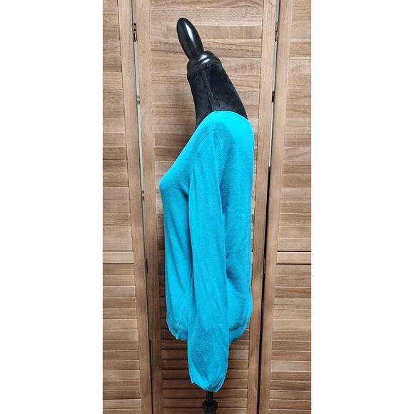 Merona Women's Lightweight Pull Over Aqua Blue Sweater Medium M Long-Sleeve Top - Picture 5 of 7